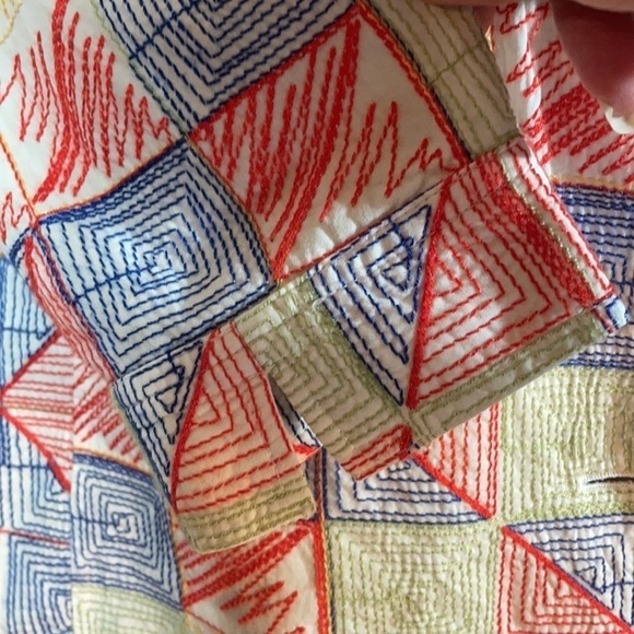 Coldwater Creek Embroidered Cotton Blazer 18W | Colorful Abstract Jacket - Picture 8 of 13